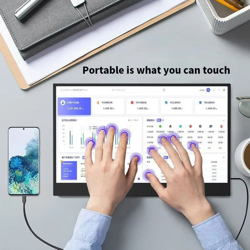 15.6" FHD IPS Portable Touch Monitor, USB-C Plug & Play Second Screen for Laptop/Mobile/Switch/PS5/Xbox, for Gaming & Office