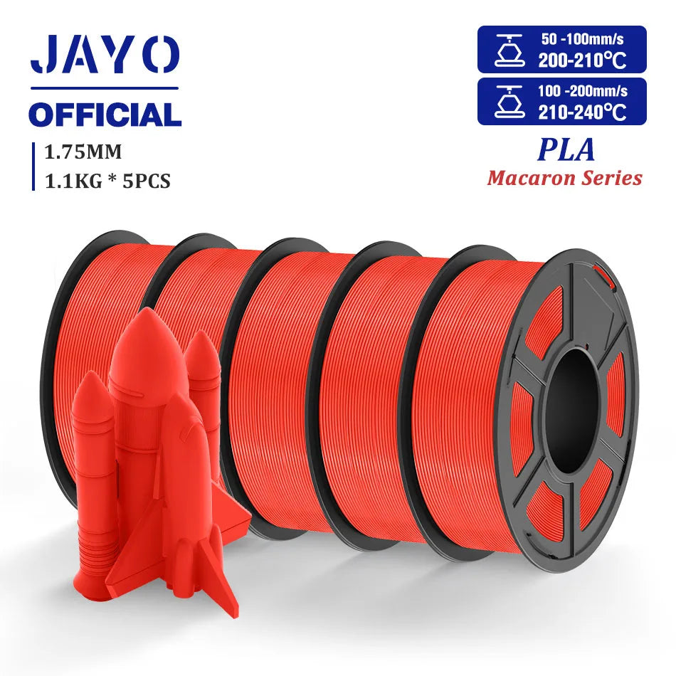 JAYO PLA Filament 1.75MM 5 Rolls/set 3D Printer Filament PLA For FDM 3D Printers Neatly Wound 3D Printing Filament Macaron Color