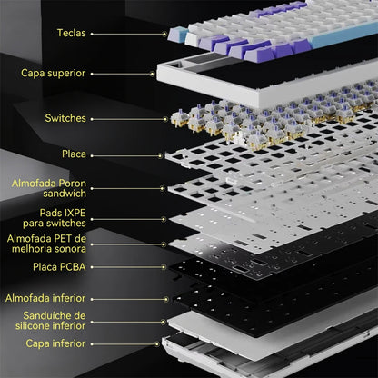 AJAZZ AK820 / AK820 Pro Free shipping for local shipments from Brazil Mechanical Keyboard 82 Keys Gamer Keyboard for Laptop PC