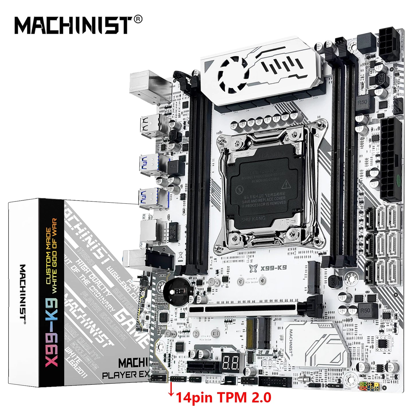 MACHINIST X99 K9 Motherboard C612 Chip Supports TPM 2.0 LGA 2011-3 CPU Four Channel DDR4 RAM PCIE3.0 USB3.0 for Desktop Host