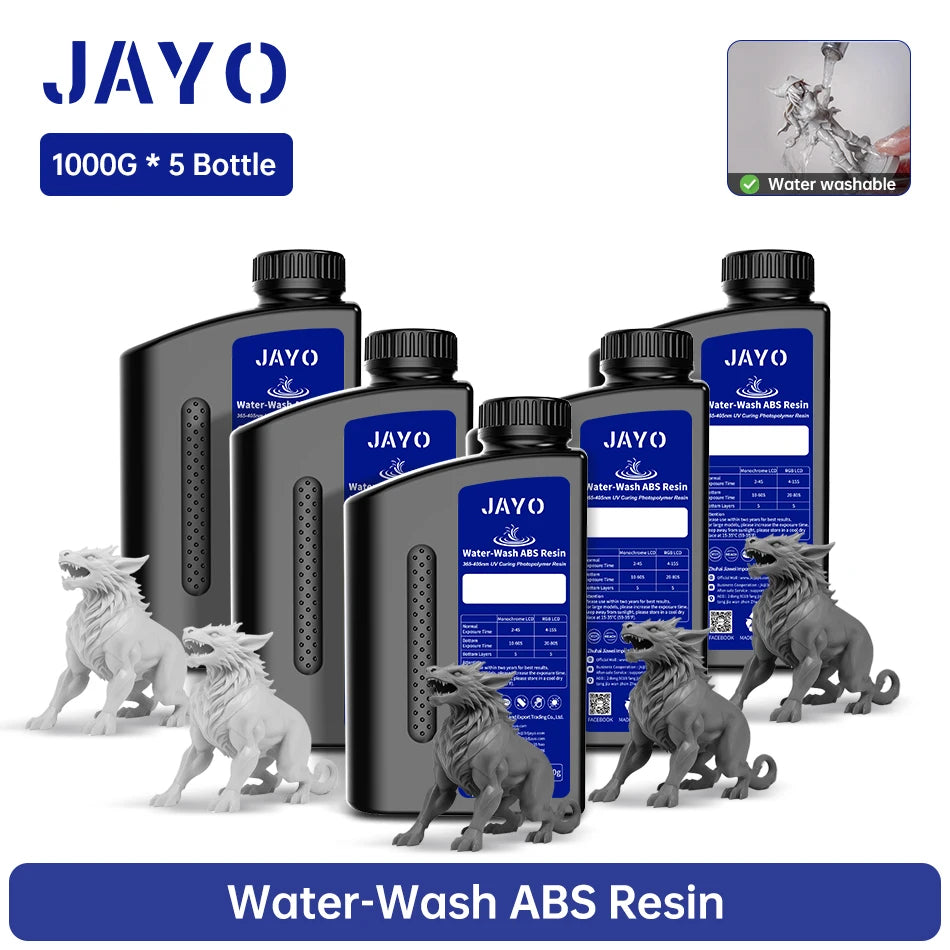 JAYO Water Washable Resin For 3D Printer 405nm UV Resin Water-Wash 3D Printer Resin For DLP LCD Printer 3D Printing Material
