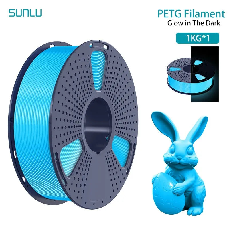 SUNLU 1KG Glow in The Dark PETG Filament Neatly Wound Luminous PETG Filament 1.75mm 1000g 3D Filament Fit Most FDM 3D Printers