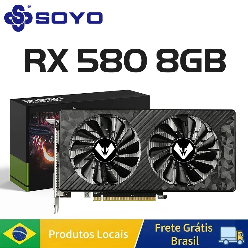SOYO Graphics Cards AMD Radeon RX580 2048SP 8G GDDR5 256bit DVI DP Video Gaming Card Desktop Computer components GPU RX 580