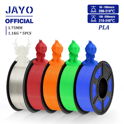 JAYO PLA Filament 1.75MM 5 Rolls/set 3D Printer Filament PLA For FDM 3D Printers Neatly Wound 3D Printing Filament Macaron Color