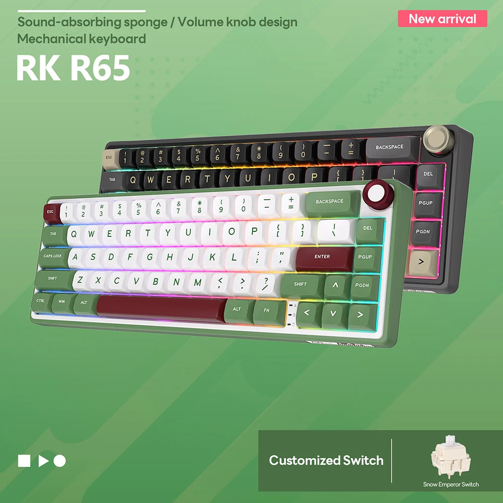 RK R65 Brazilian Portuguese Mechanical keyboard 66Keys Gasket RGB Backlit Hot-swappable Gamer keyboard Brazil RK Royal Kludge