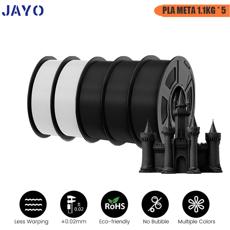 JAYO 5Rolls PLA/PLA Plus/petg/ABS/TPU/PLA meta/PLAYG/HS-PLA 3D Printer Filament 1.75mm FDM 3D Printer Materials for 3D Printer