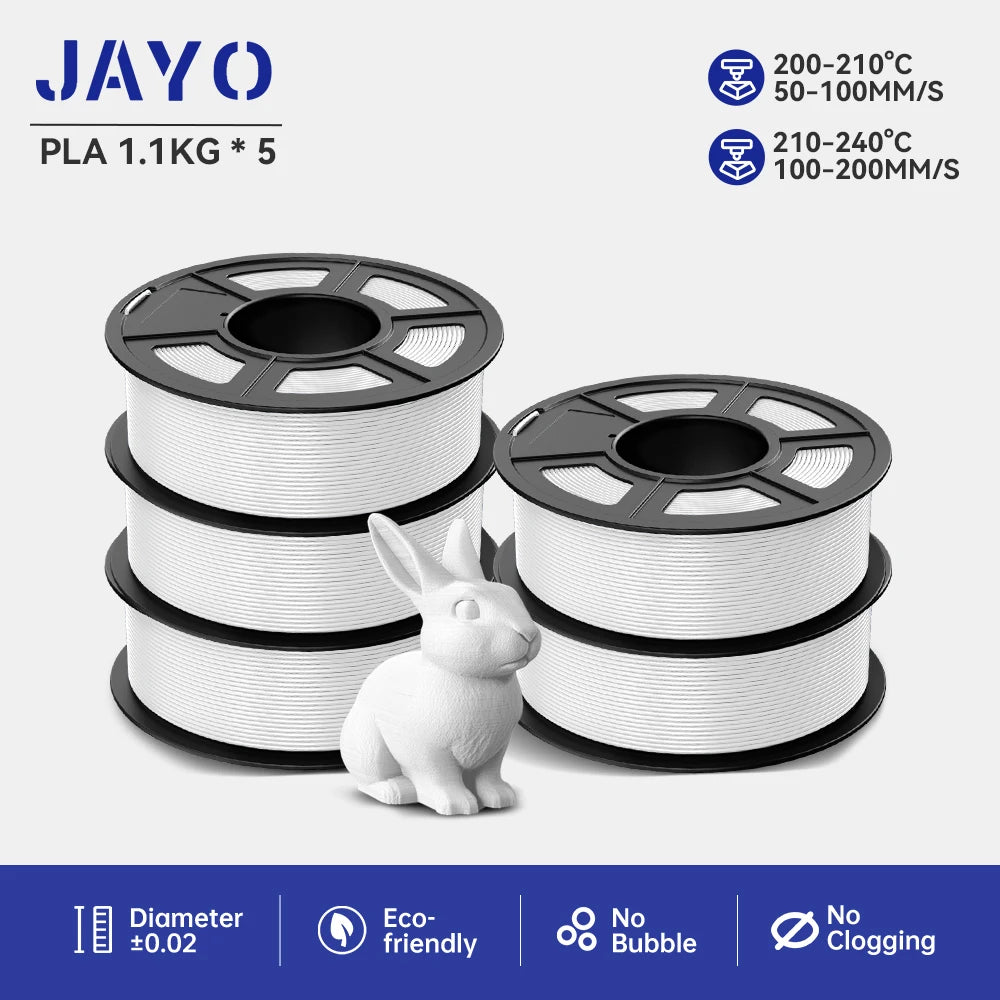 JAYO 5Rolls PLA/PLA Plus/petg/ABS/TPU/PLA meta/PLAYG/HS-PLA 3D Printer Filament 1.75mm FDM 3D Printer Materials for 3D Printer