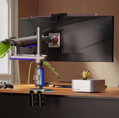 NB F7 E7 Gaming Monitor Arm 32-60 Inch Curved Arc Screen Desktop 2-20kgs Ultra Wide Monitor Holder Mount with RGB Light