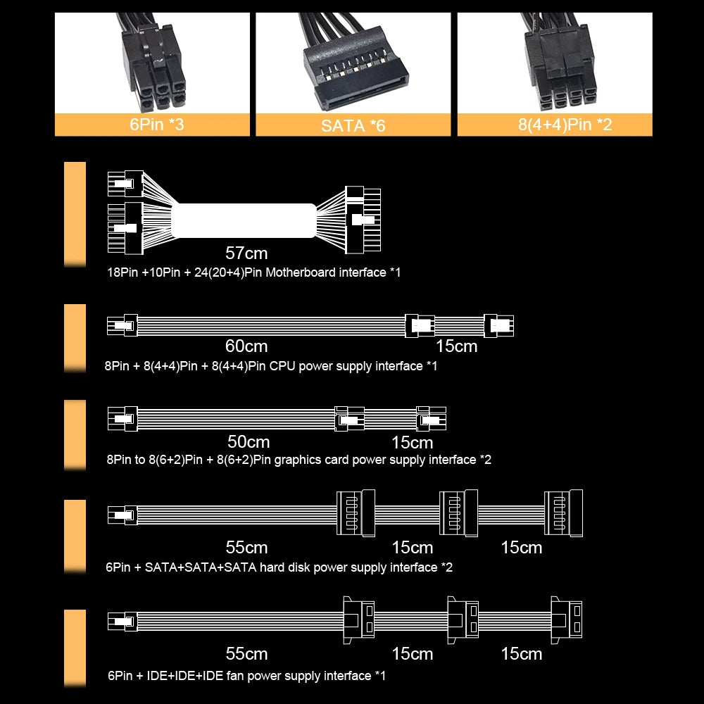 Full Modular ATX 850W 80Plus Gold 20+4Pin 12V Professional E-Sports Video Game Computer PSU For PC Desktop Power Supply