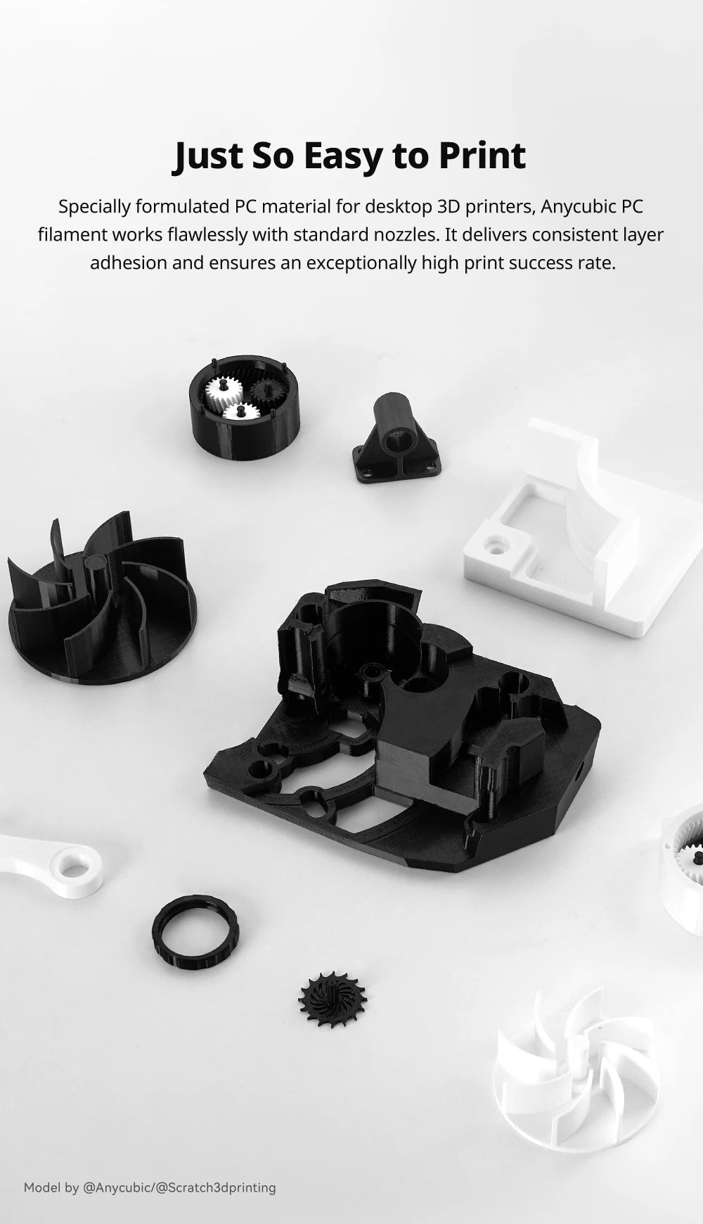 ANYCUBIC PC Filament Super Toughness Polycarbonate PLA 3D Printer Printing Filament Resistance 3D Printer Model Materials For S1