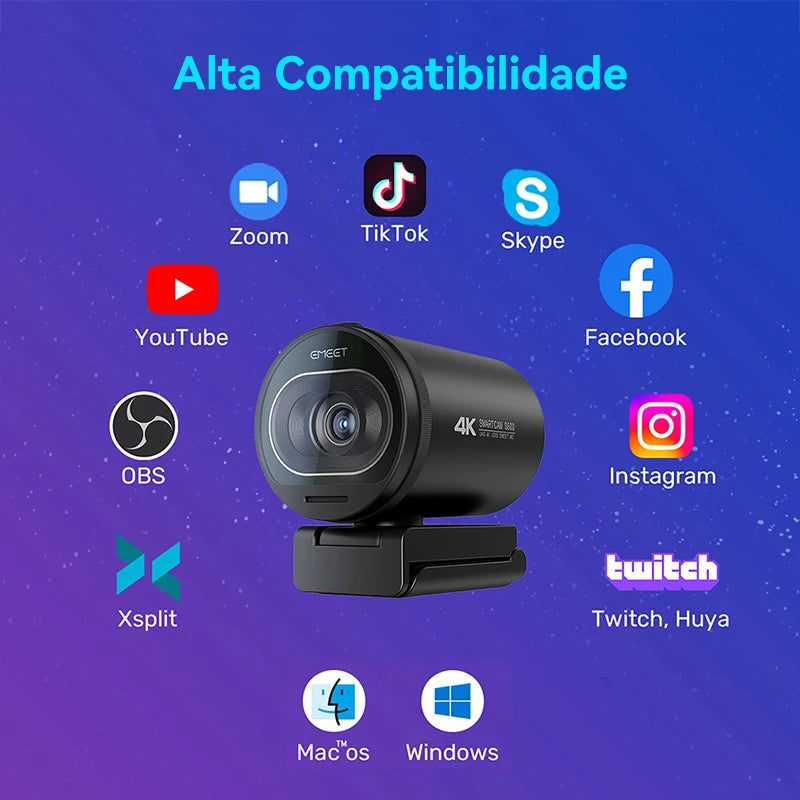 4K Webcam S600 Streaming Camera EMEET USB Camera for PC/Computer/Youtube/VideoChat