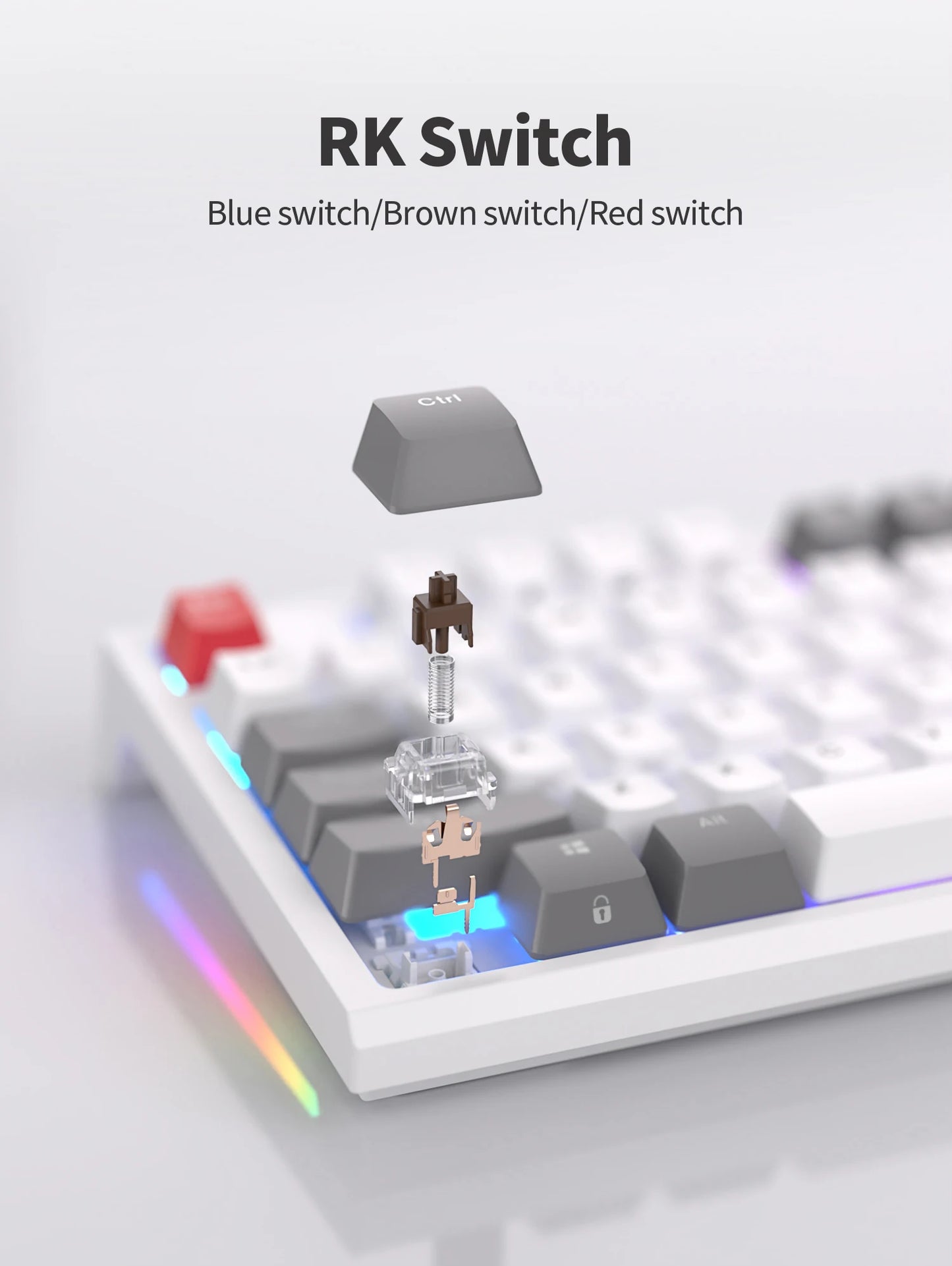RK R87 Brazilian Portuguese Mechanical Keyboard 87 Keys RGB Backlit Hot-Swappable Gaming Keyboard PBT Keycaps RK ROYAL KLUDGE