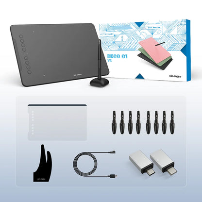 XPPen Deco 01 V3 Graphics Tablet 10*6 Inch for Web Conferencing Broadcasting Distance Learning Education Online Meeting Drawing