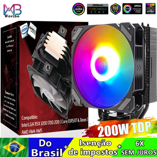 4 Heat Pipes CPU Cooler PWM 4PIN 120mm Fan Radiator for Intel LGA 1150 1151 1155 1200 1700 2011 AMD AM4 ARGB Refrigerador De