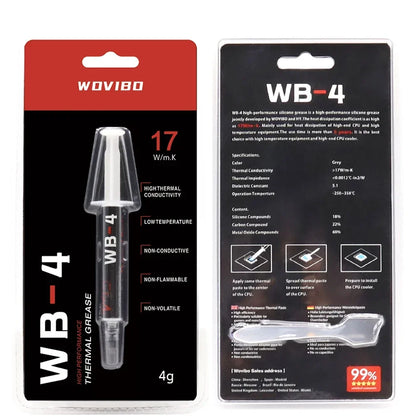 Wovibo pasta térmica WB-4 wb 4 5 4g 17 W /M-k para cpu gpu refrigerador de refrigeração térmica graxa pasta composto silicone