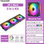 TEUCER JM-1 Fan Kit 3 in 1 ARGB Mirror Cycle Light Effect 4Pin PWM 800-2000RPM Water Cooling 360mm Wireless PC Cooler Fan