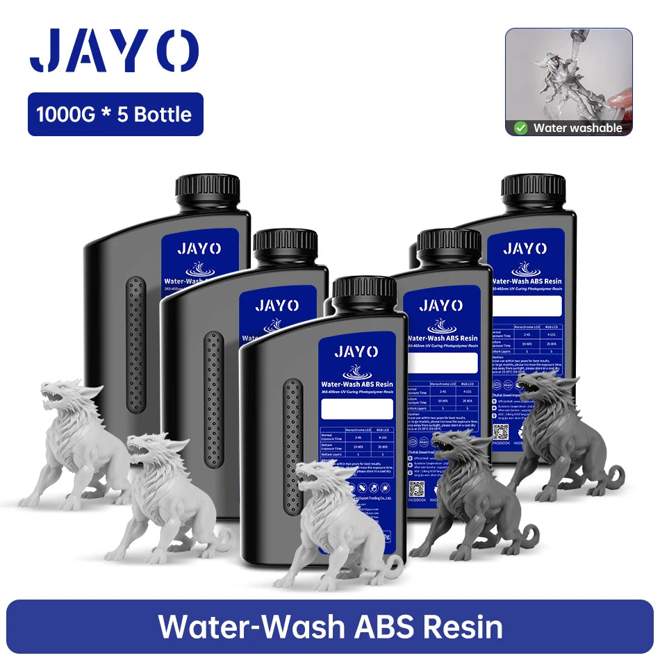 JAYO Water Washable Resin For 3D Printer 405nm UV Resin Water-Wash 3D Printer Resin For DLP LCD Printer 3D Printing Material