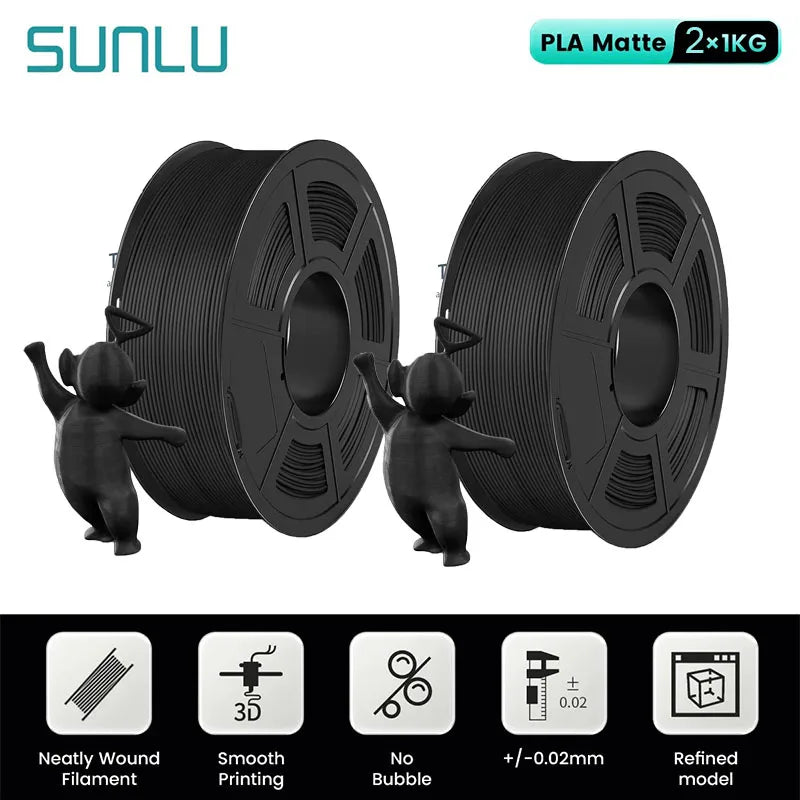 SUNLU Mix-Color 2Roll PLA/PLA Matte/Clear Filament 1.75mm 1kg Spool (2.2lbs) Neatly Wound Filament Fit Most FDM Printer