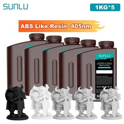SUNLU 5KG ABS Like Resin 1000G/Bottle 405nm UV Curing Photopolymer Rapid 3D Resin for 2K 4K 6K 8K LCD/DLP/SLA 3D Printers
