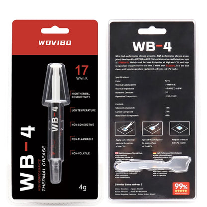 Wovibo pasta térmica WB-4 wb 4 5 4g 17 W /M-k para cpu gpu refrigerador de refrigeração térmica graxa pasta composto silicone