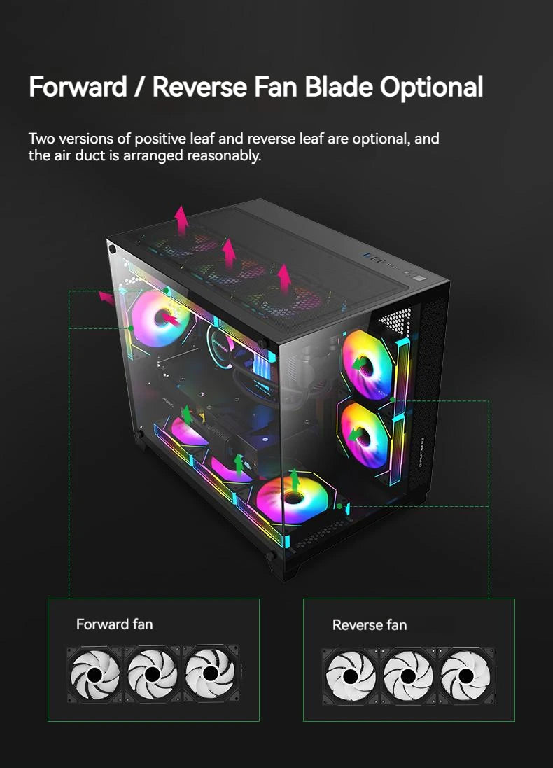 TEUCER JM-1 Fan Kit 3 in 1 ARGB Mirror Cycle Light Effect 4Pin PWM 800-2000RPM Water Cooling 360mm Wireless PC Cooler Fan