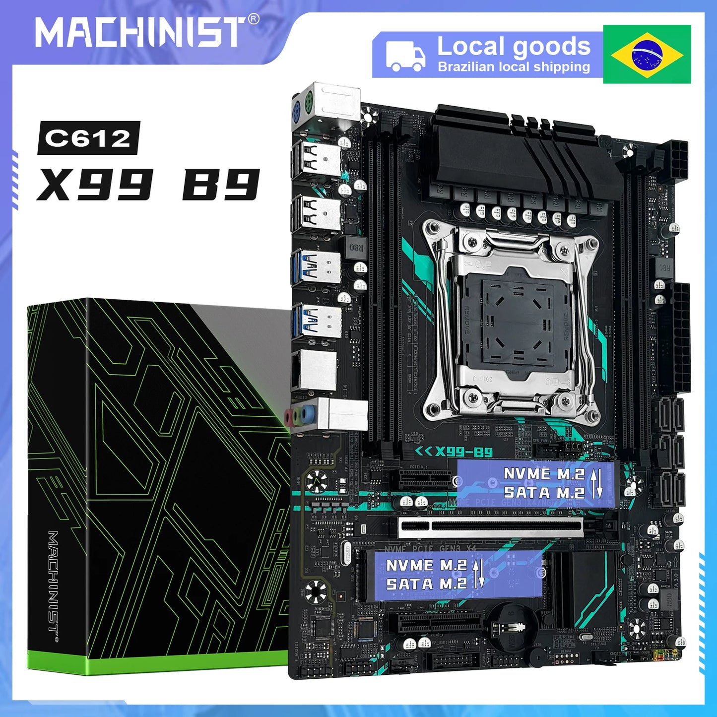 MACHINIST X99 B9 Motherboard LGA 2011-3 support Xeon E5 2660 2680 V4/v3 serie CPU Processor DDR4 RAM Memory NAME M.2 M-ATX