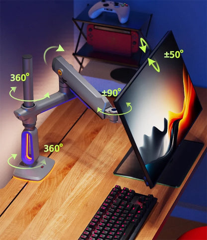 NB F7 E7 Gaming Monitor Arm 32-60 Inch Curved Arc Screen Desktop 2-20kgs Ultra Wide Monitor Holder Mount with RGB Light
