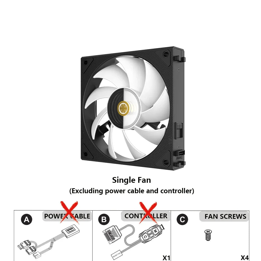 Wovibo Wireless Splicing 120mm Uni Fan Cabless Cooling Fans Cooler PWM 4PIN 5V ARGB RGB PC Computer Case Fans 12cm