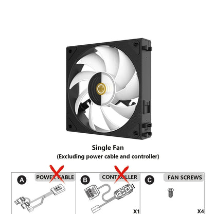 Wovibo Wireless Splicing 120mm Uni Fan Cabless Cooling Fans Cooler PWM 4PIN 5V ARGB RGB PC Computer Case Fans 12cm