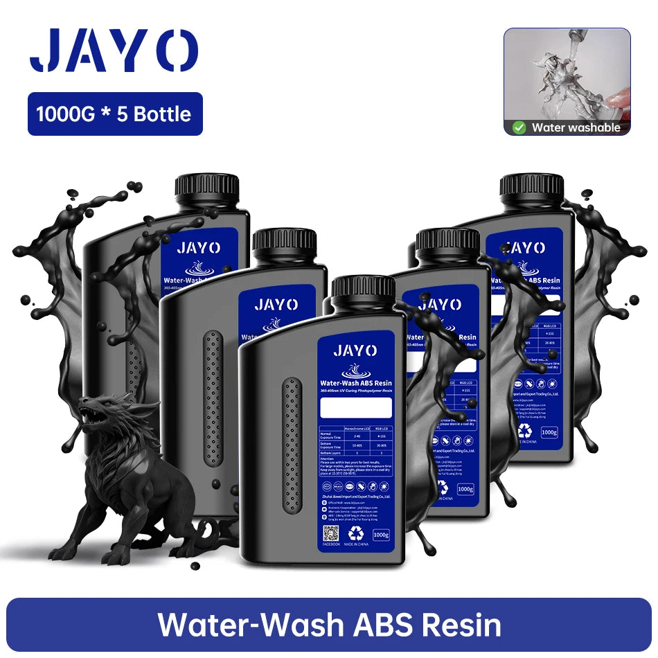 JAYO Water Washable Resin For 3D Printer 405nm UV Resin Water-Wash 3D Printer Resin For DLP LCD Printer 3D Printing Material