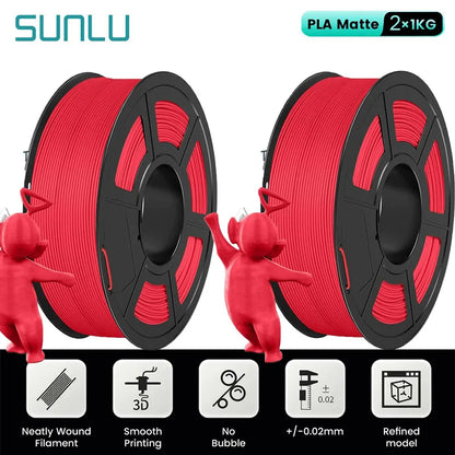 SUNLU Mix-Color 2Roll PLA/PLA Matte/Clear Filament 1.75mm 1kg Spool (2.2lbs) Neatly Wound Filament Fit Most FDM Printer