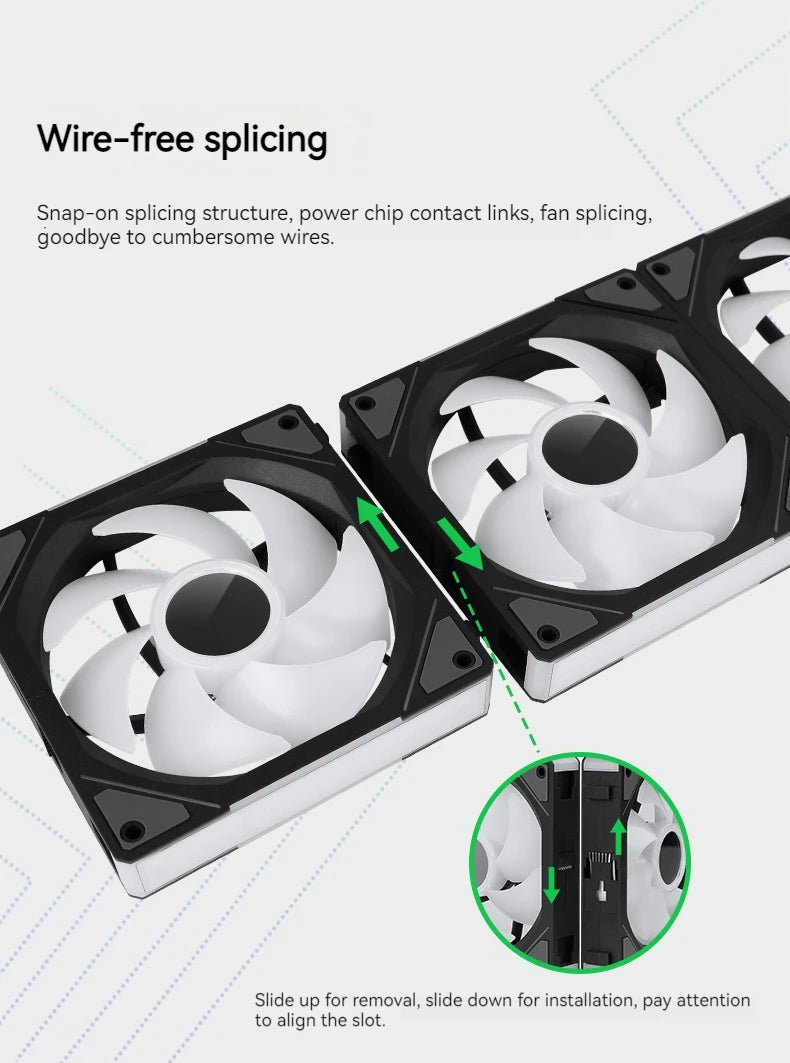 TEUCER JM-1 Fan Kit 3 in 1 ARGB Mirror Cycle Light Effect 4Pin PWM 800-2000RPM Water Cooling 360mm Wireless PC Cooler Fan