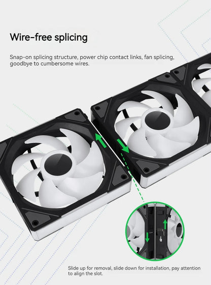 TEUCER JM-1 Fan Kit 3 in 1 ARGB Mirror Cycle Light Effect 4Pin PWM 800-2000RPM Water Cooling 360mm Wireless PC Cooler Fan