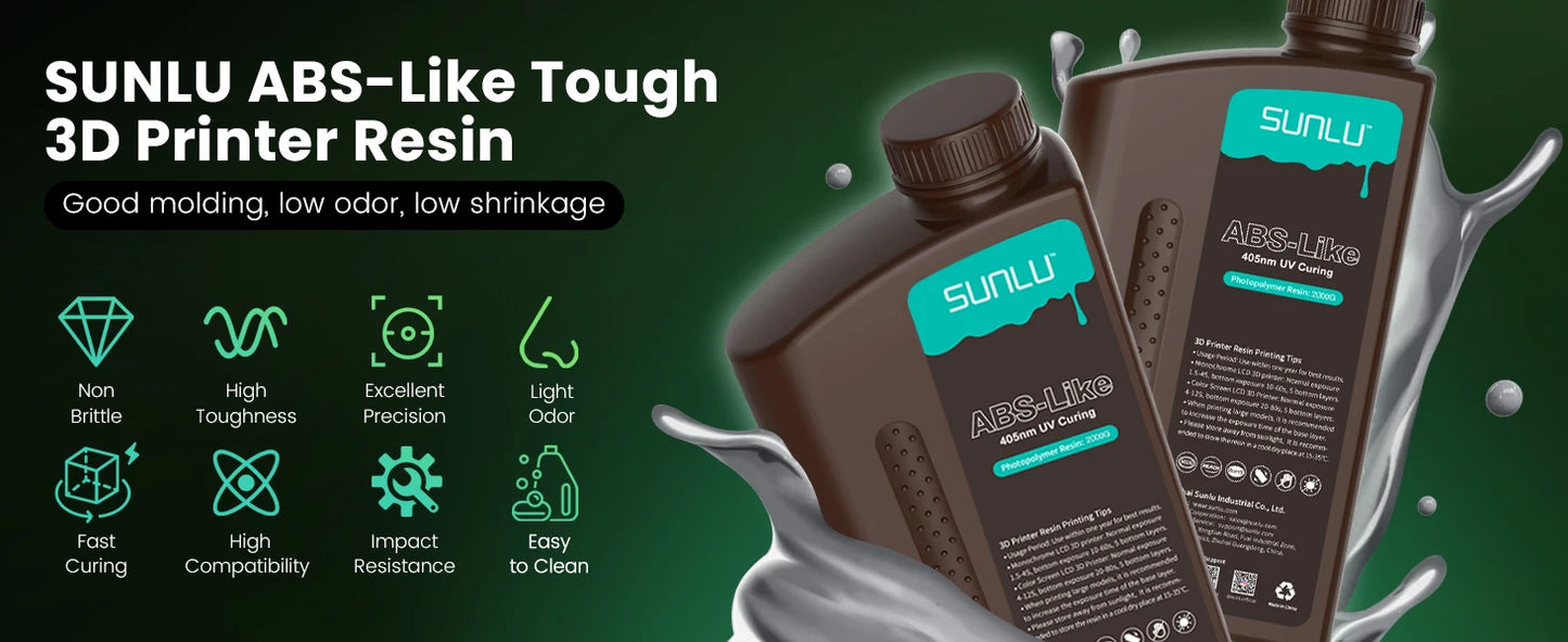 SUNLU 5KG ABS Like Resin 1000G/Bottle 405nm UV Curing Photopolymer Rapid 3D Resin for 2K 4K 6K 8K LCD/DLP/SLA 3D Printers