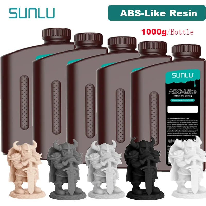 SUNLU 5KG ABS Like Resin 1000G/Bottle 405nm UV Curing Photopolymer Rapid 3D Resin for 2K 4K 6K 8K LCD/DLP/SLA 3D Printers