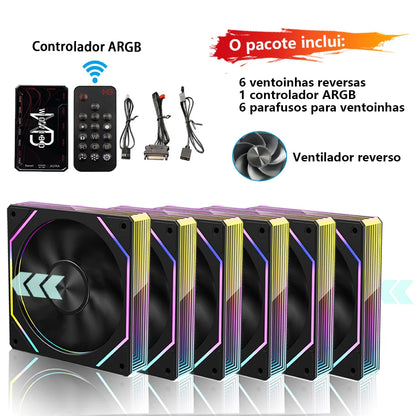 Wovibo PC Computer Cooling Fan 120mm ARGB Infinity Mirror PWM 4Pin 5V 3Pin RGB Branco Preto 12cm Fans Sync