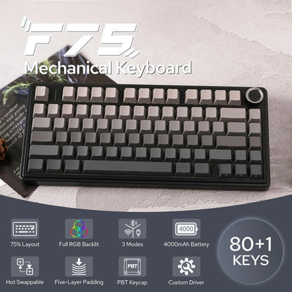 AULA F75 Wireless Mechanical Keyboard Hotswap Gasket Gaming Keyboard 75% Layout for PC for Laptop