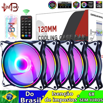 Wovibo 120mm Fan ARGB RGB Cooling Ventilador 6PIN Rainbow Computer Case Chassis Fans 12V Silent Adjust 12cm Aura Sync
