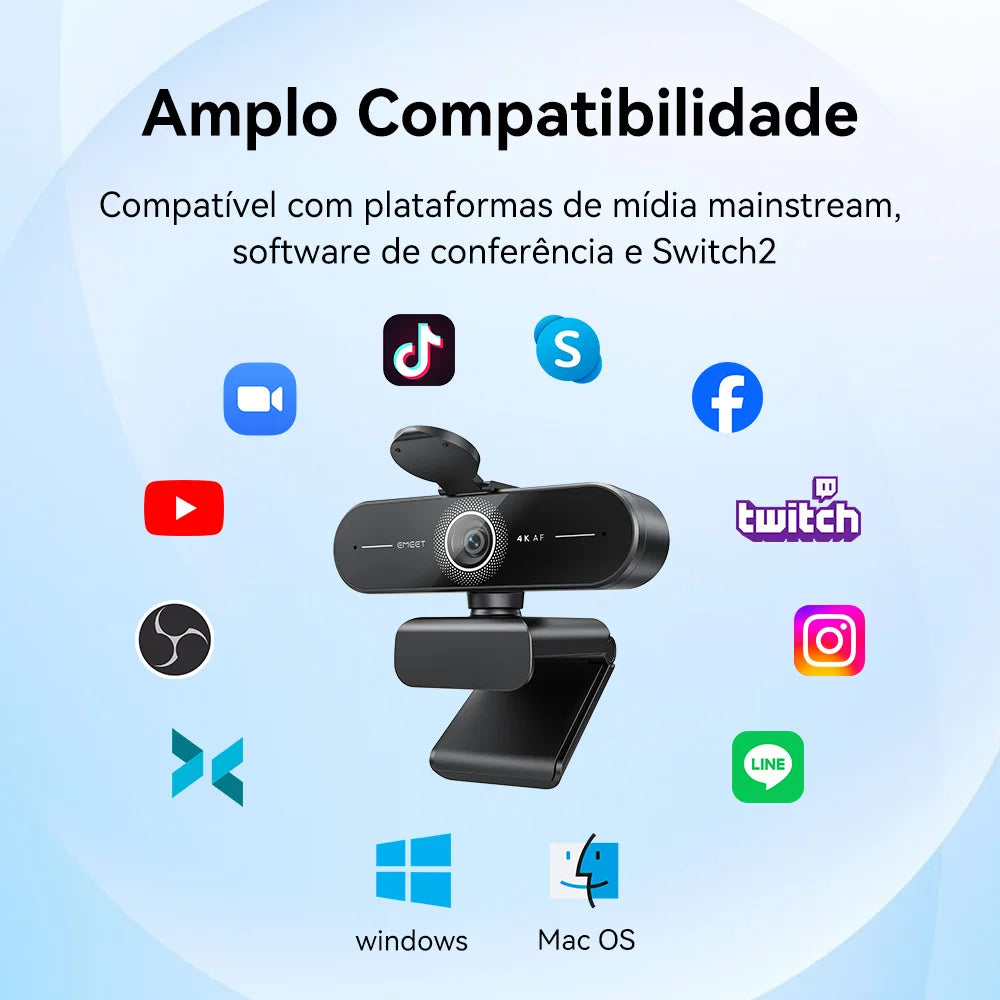 4K Webcam 1080P 60fps Video Camera EMEET C60E 4K Autofocus USB  Camera for Computer/PC Living/ Video Call/ Conference Web Cam