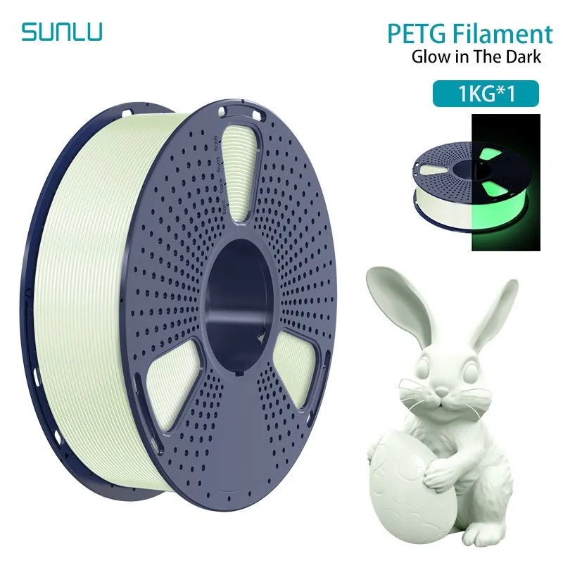 SUNLU 1KG Glow in The Dark PETG Filament Neatly Wound Luminous PETG Filament 1.75mm 1000g 3D Filament Fit Most FDM 3D Printers