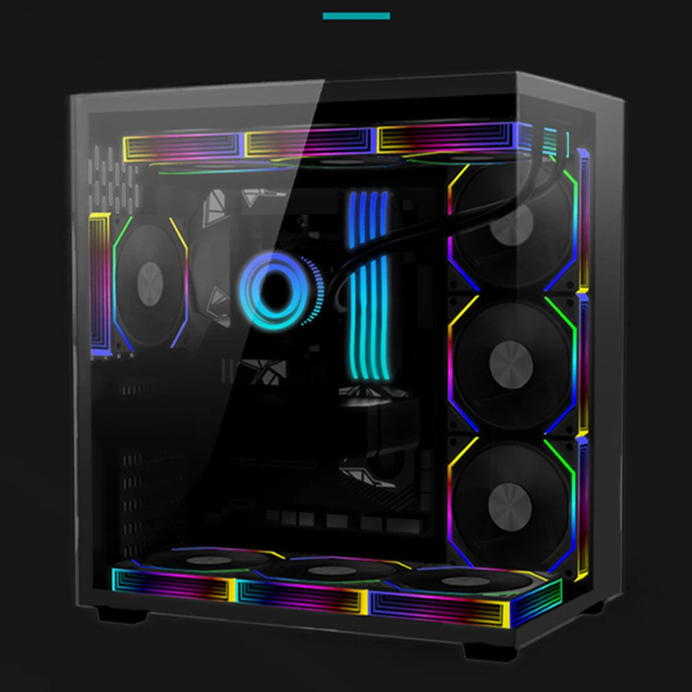 Wovibo PC Computer Cooling Fan 120mm ARGB Infinity Mirror PWM 4Pin 5V 3Pin RGB Branco Preto 12cm Fans Sync