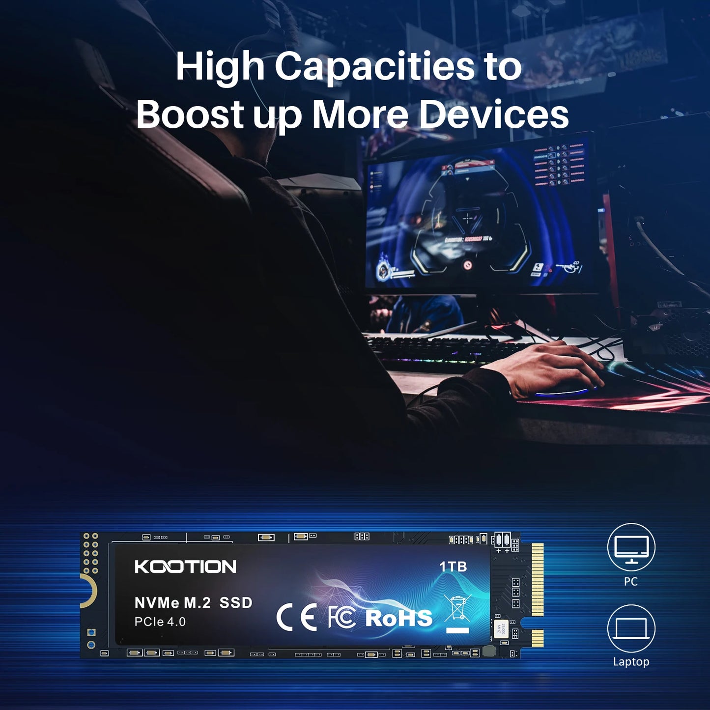 KOOTION X16 SSD Nvme M2 512GB 1TB 2TB Gen4 Nvme SSD Hard Disk M.2 2280 PCIe 4.0x4 Internal Solid State Drive for Laptop Desktop