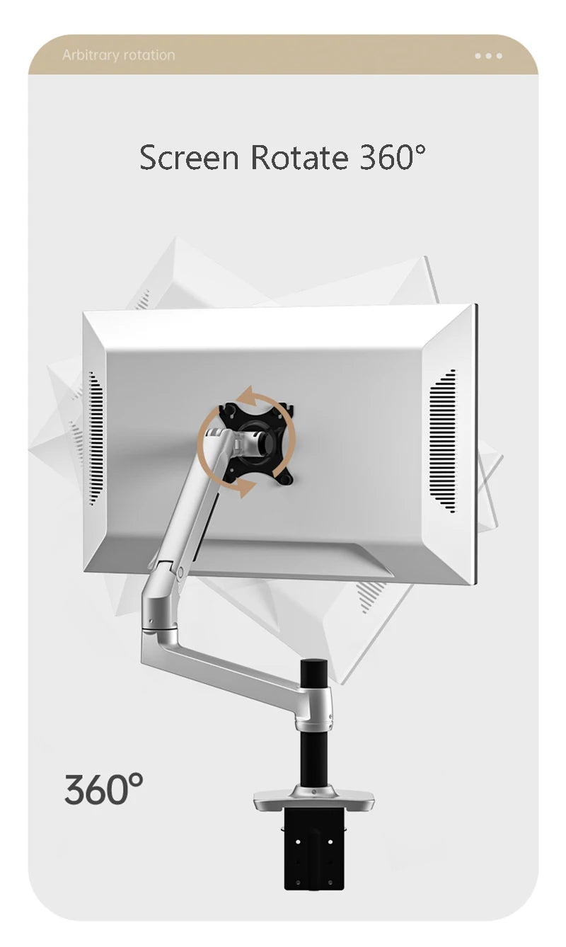 V62CT Aluminum Alloy Desktop Mount Dual Use 17-27 inch Monitor Support 17 inch Laptop Holder Mechanical Spring Arm