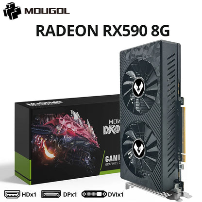 MOUGOL AMD Radeon RX590 8G Graphics Card GDDR5 Video Memory 256Bit Gaming Card DVI+DP Interface DirectX12 for Desktop Computers