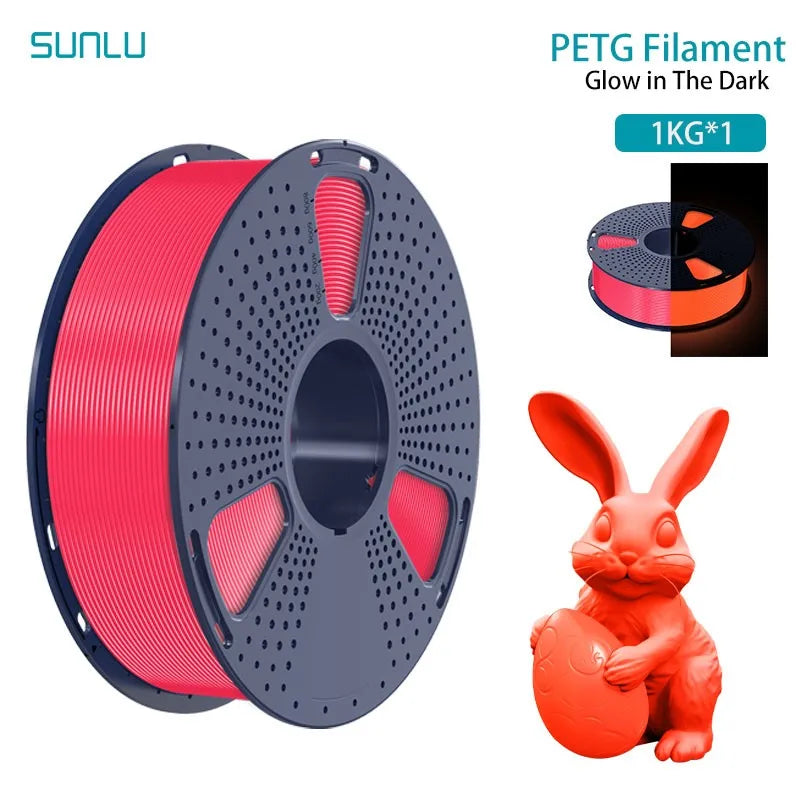 SUNLU 1KG Glow in The Dark PETG Filament Neatly Wound Luminous PETG Filament 1.75mm 1000g 3D Filament Fit Most FDM 3D Printers