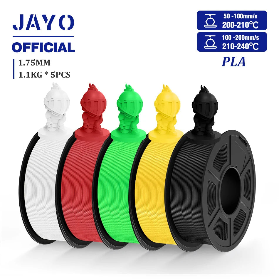 JAYO PLA Filament 1.75MM 5 Rolls/set 3D Printer Filament PLA For FDM 3D Printers Neatly Wound 3D Printing Filament Macaron Color