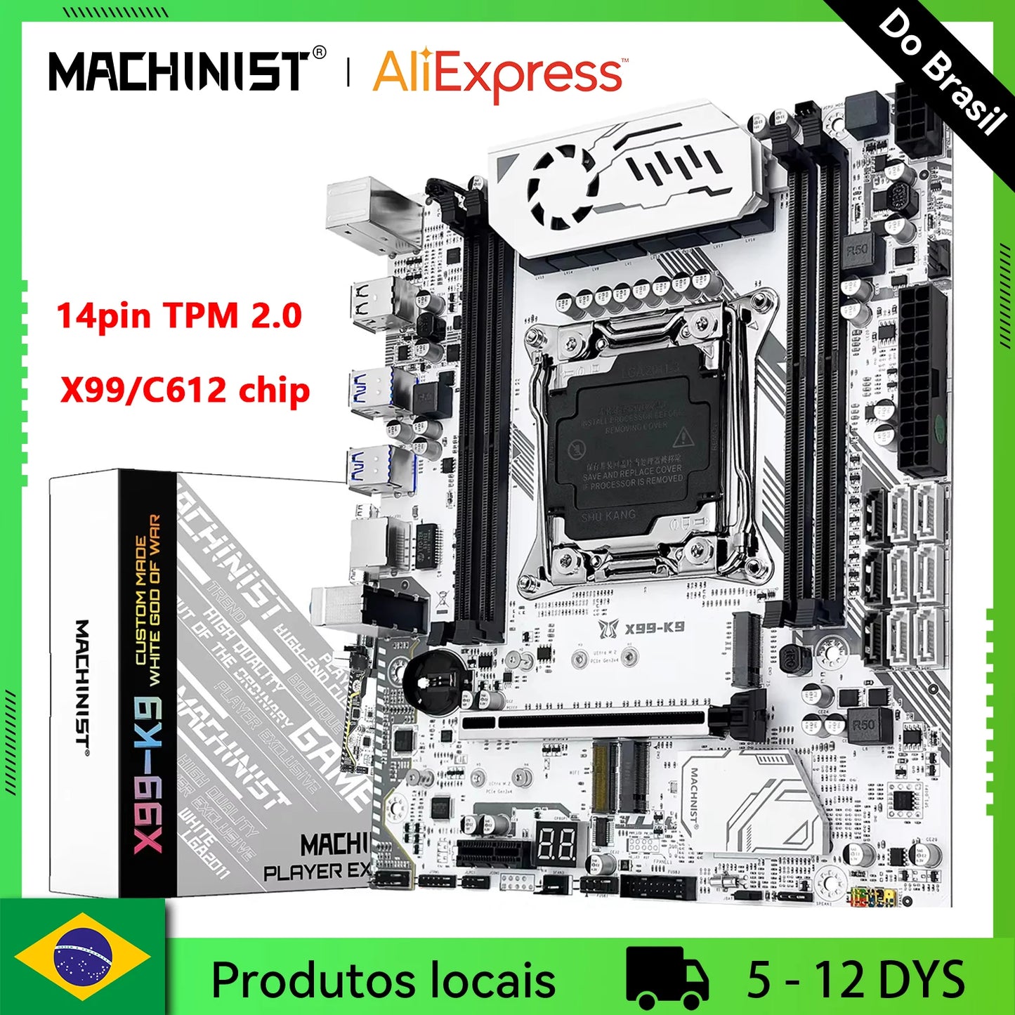 MACHINIST X99 K9 Motherboard C612 Chip Supports TPM 2.0 LGA 2011-3 CPU Four Channel DDR4 RAM PCIE3.0 USB3.0 for Desktop Host