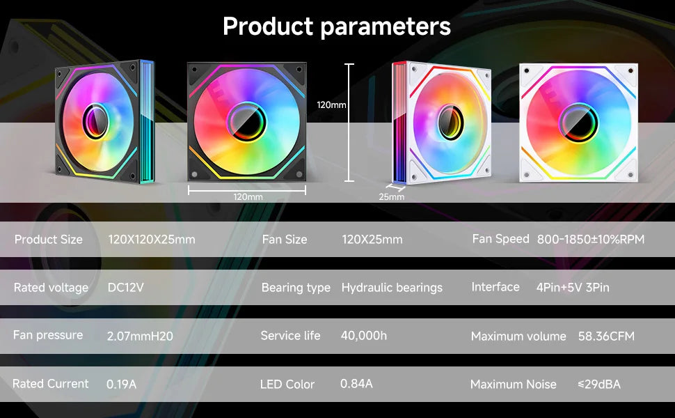 Jungle Leopard Prism 6MAX ARGB CPU Fan 120mm Black White 3 Side Infinity Mirrors PC Cooler Fan 5V 3PIN ARGB Mobo Sync 4PIN PWM