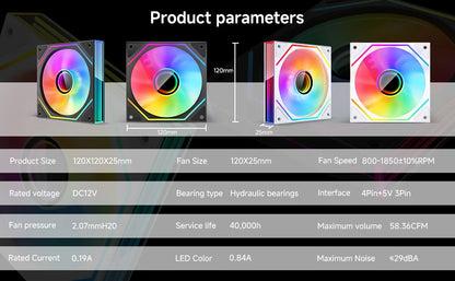 Jungle Leopard Prism 6MAX ARGB CPU Fan 120mm Black White 3 Side Infinity Mirrors PC Cooler Fan 5V 3PIN ARGB Mobo Sync 4PIN PWM