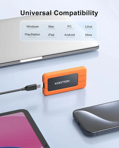 Kootion X1Max Portable SSD 2000MB/s 2TB 1TB 512GB USB3.2 Gen 2x2 External Solid State Drive PSSD for PC PS5 PS4 Laptop Desktop